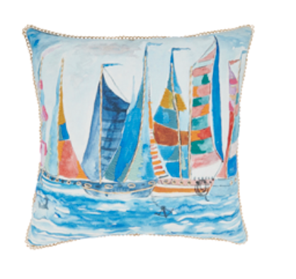 Sailboat outdoor pillow 20x20