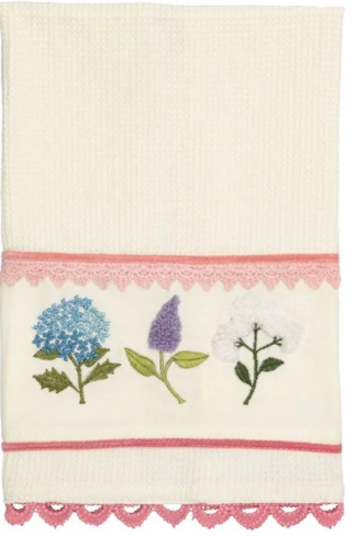 Waffle embroidery multi flower towel
