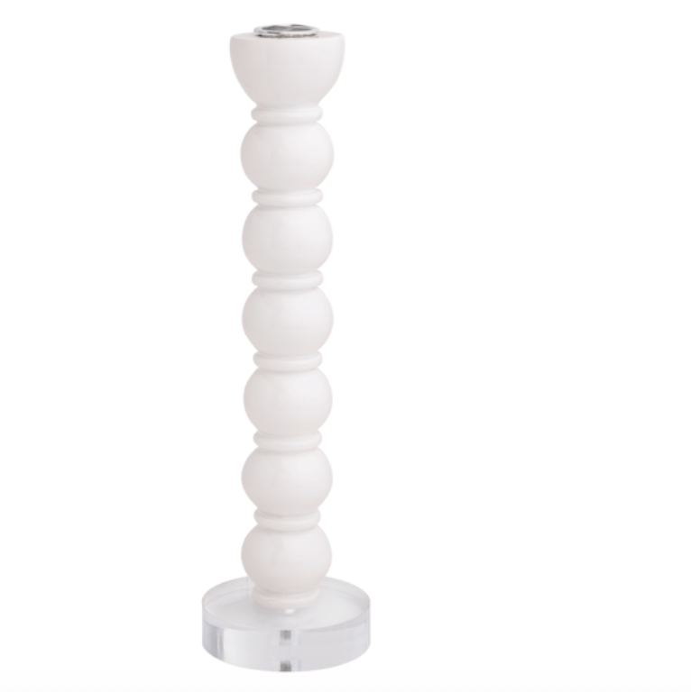 LARGE WHITE RESIN TAPER HOLDER