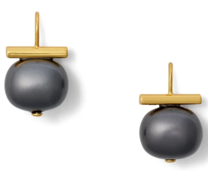 Grey pearl earrings medium drop