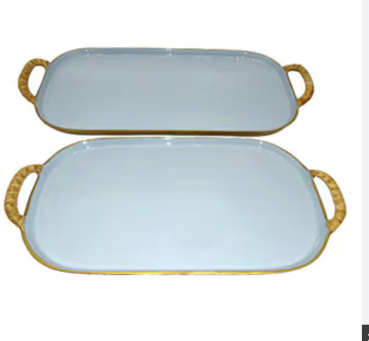 Tray Enamel Small Blue and gold