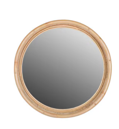 Mirror 30" Round Natural rattan