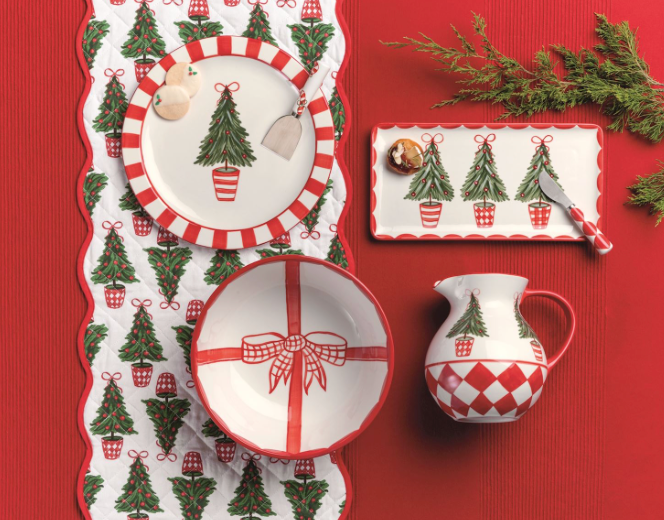 HOLLY TREE TOPIARY TRAY SET