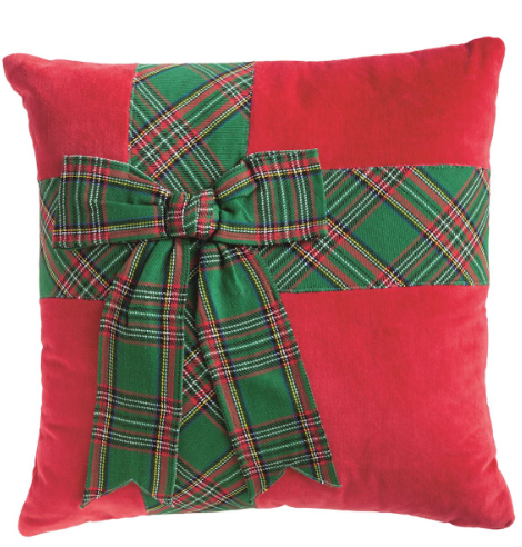 Pillow Green tartan bow