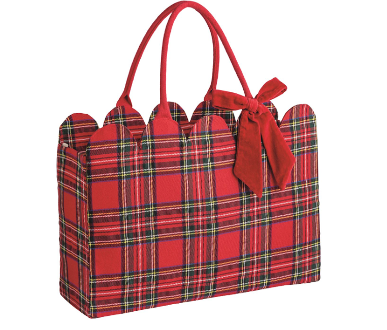 Tote Red Tartan scalloped
