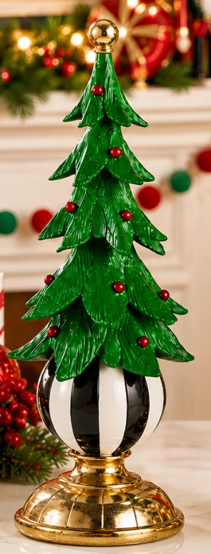 Christmas Decor Tree on Ball Pedestal 13" Height