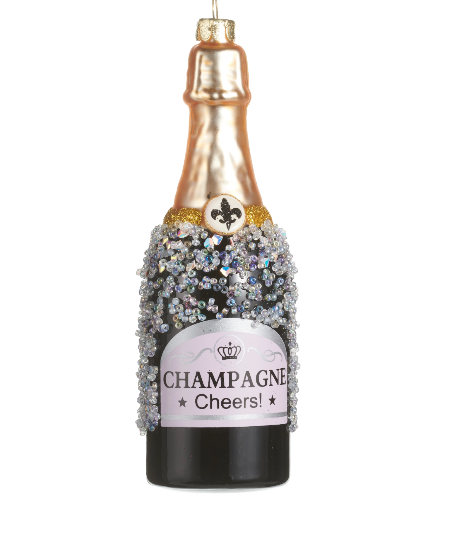 Champagne Bottle Ornament Black