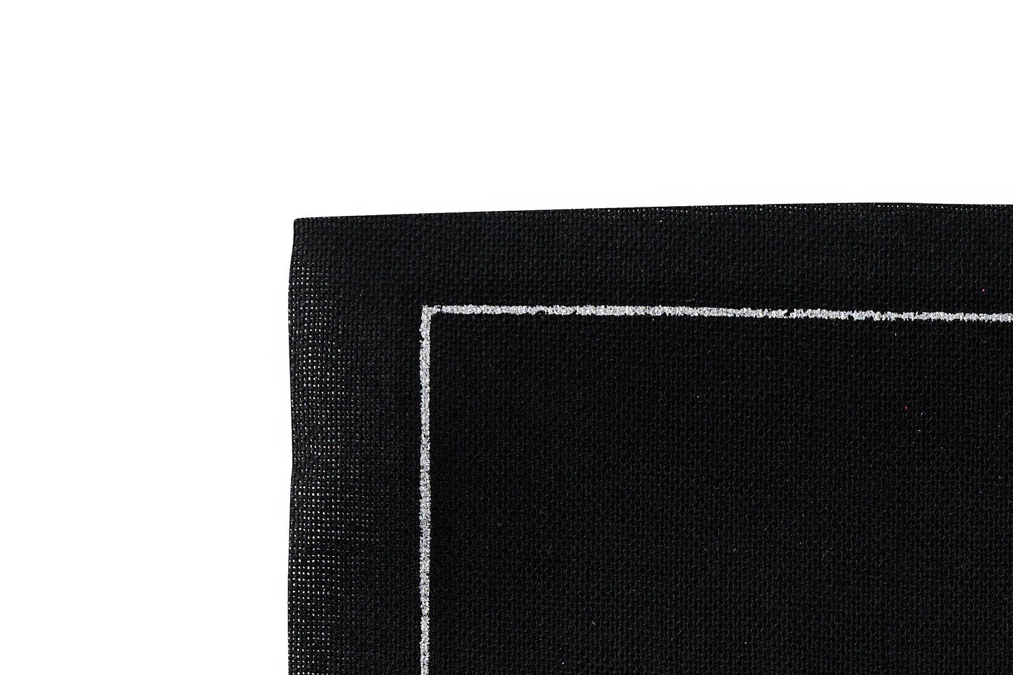 Cotton Cocktail Napkin Roll: Midnight Toast -Silver "Cheers"