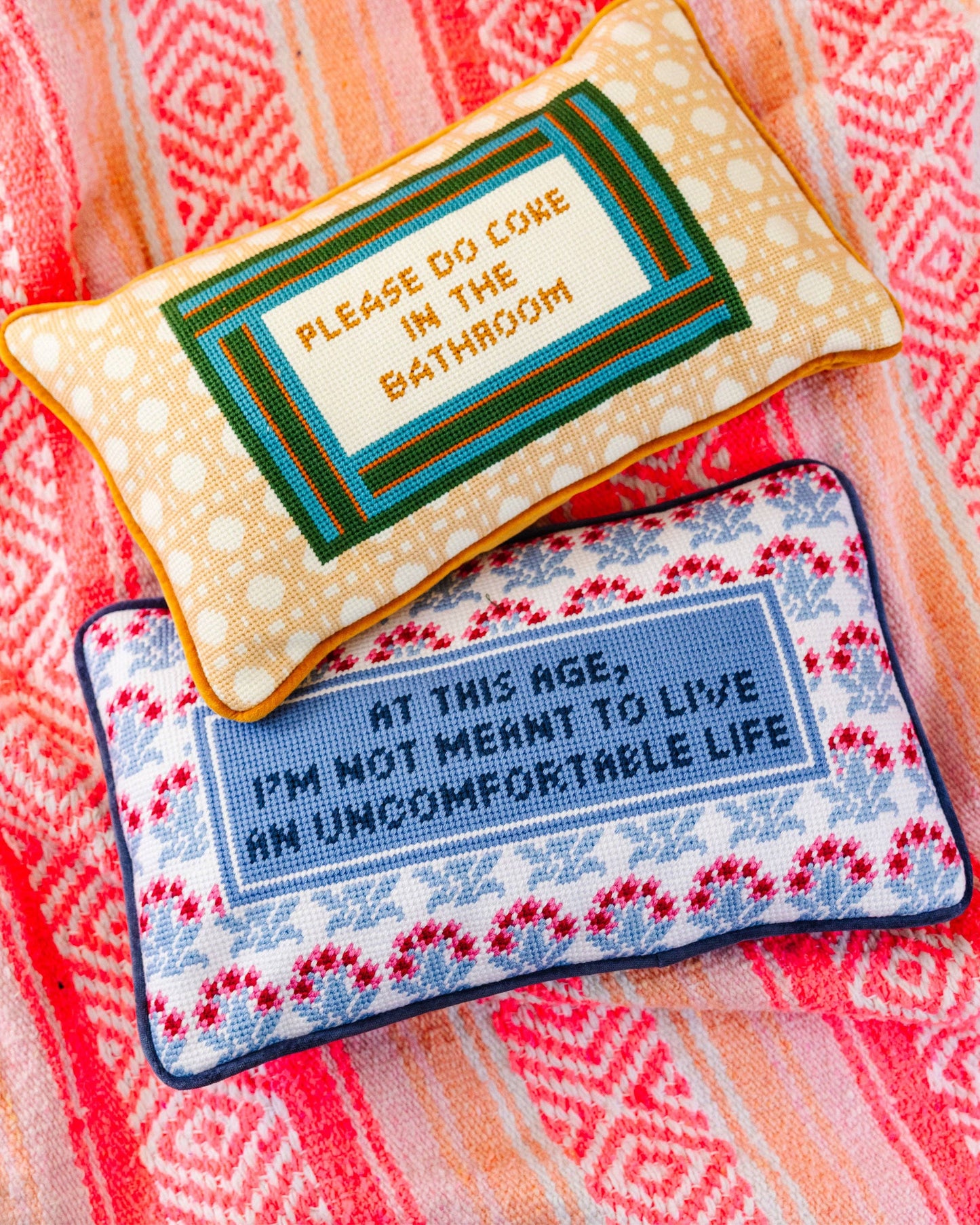 Uncomfortable Needlepoint Pillow