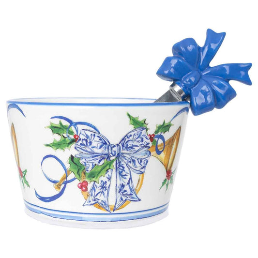 Ceramic Bowl & Spreader  Christmas