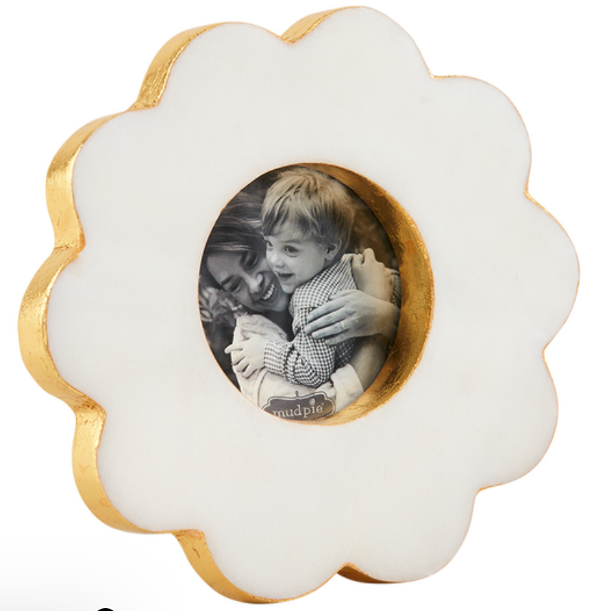 Scalloped marble picture frames