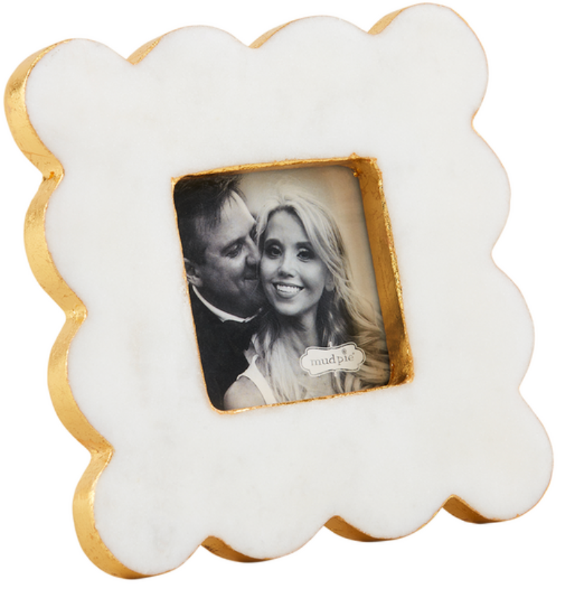 Scalloped marble picture frames