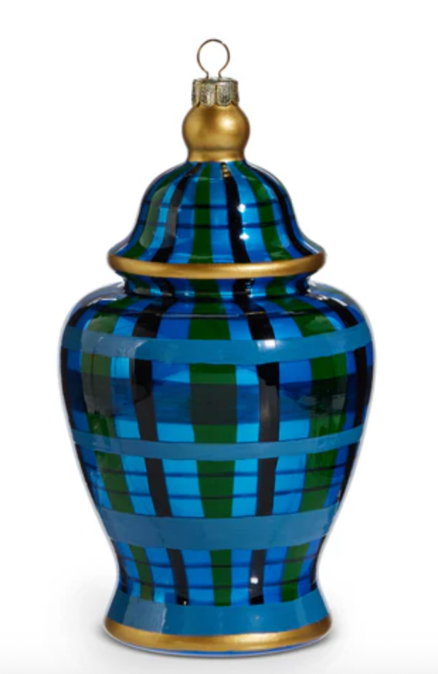 Ornament  Ginger jar plaid
