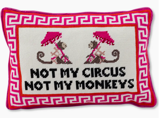Pillow needlepoint Not my monkeys