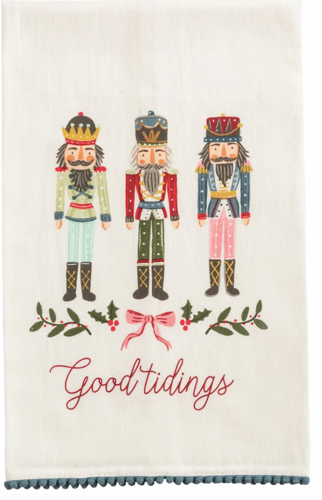 Christmas guest towels w/ pom poms