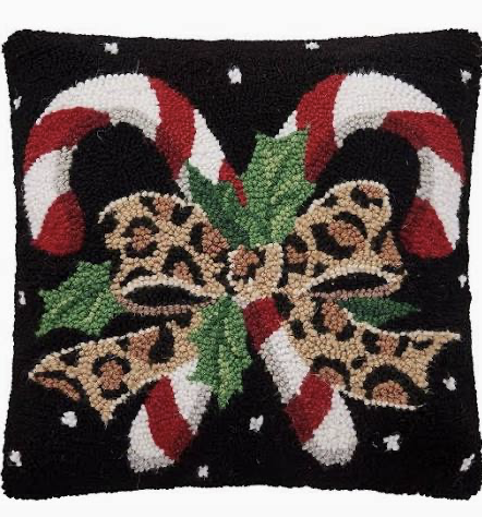 Pillow Leopard Candy canes 16SQ