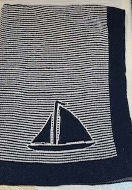 Baby blanket navy white stripe