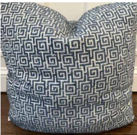 Pillow Blue white greek key pattern