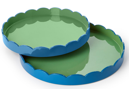 Tray scalloped small blue/green