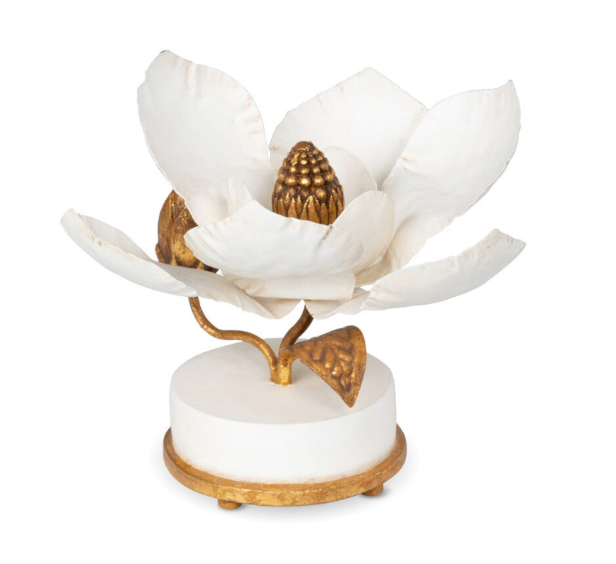 Hand Sculpted Magnolia Candle Holder, 6"