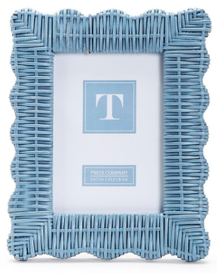Picture frame Blue scallop 5x7 rattan