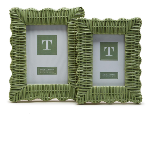 Picture frame green rattan 5x7
