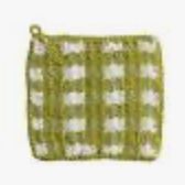Potholder green check crochet