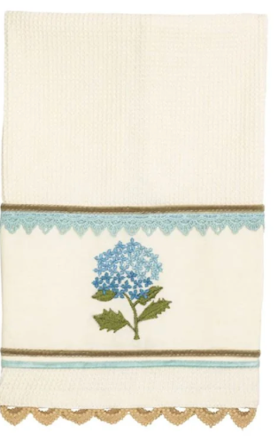 Waffle embroidery blue flower  towel