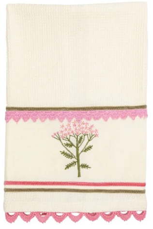 Waffle embroidery pink towel