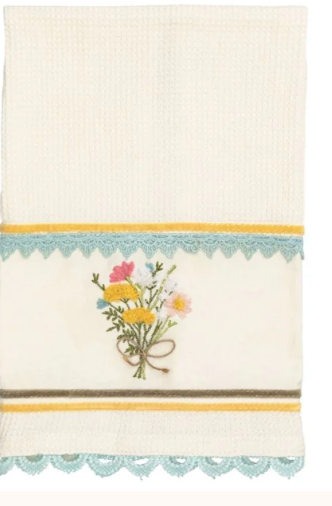Waffle embroidery yellow towel