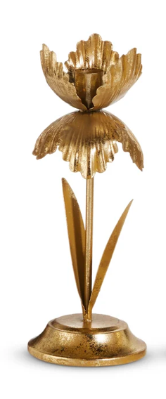 Gold flower candleholder small