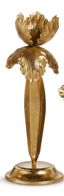 Gold flower candleholder medium