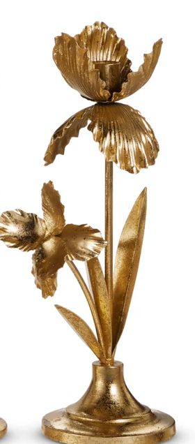 Gold flower candleholder large
