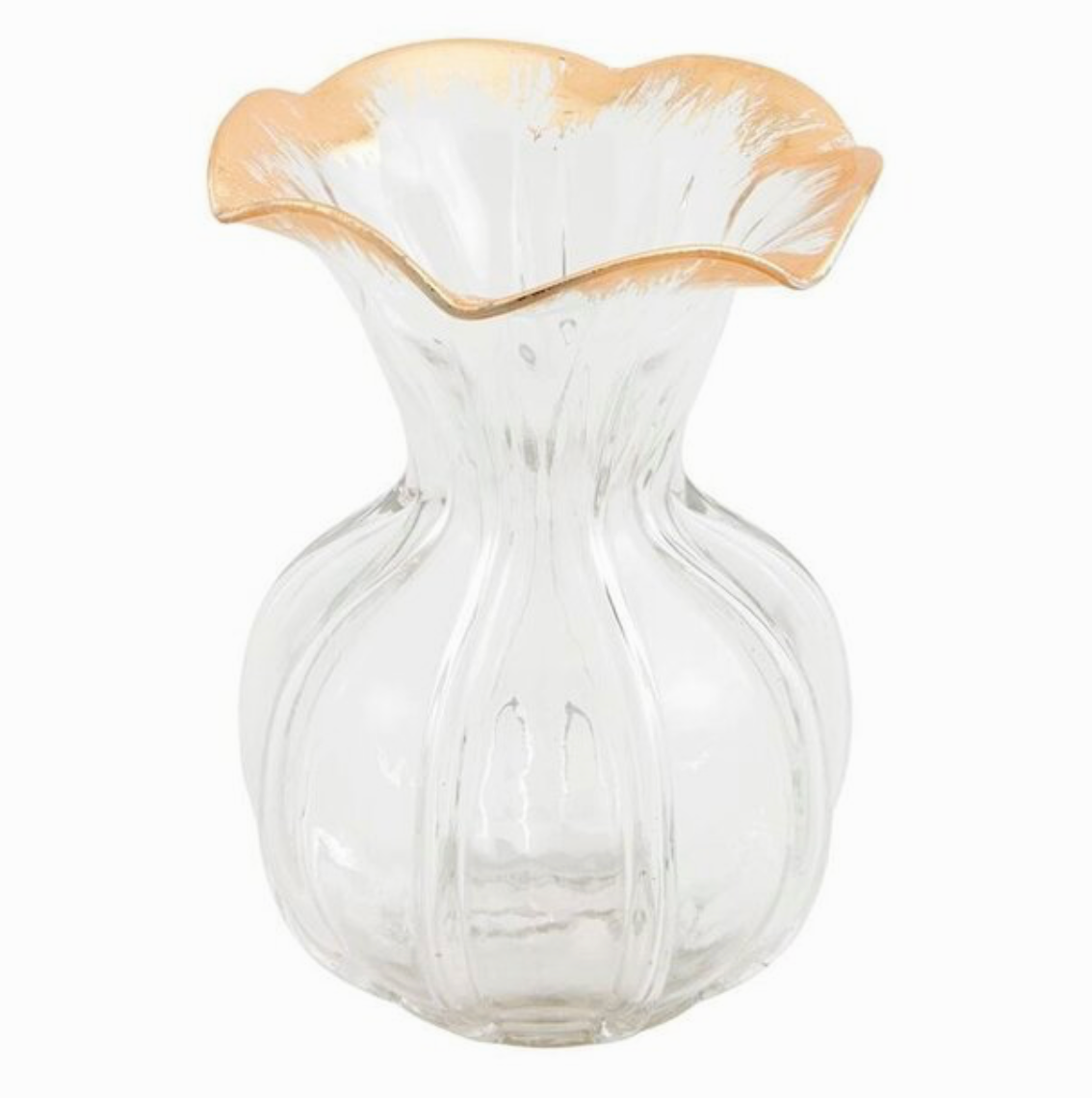Large Gold Edge Ruffled Vase