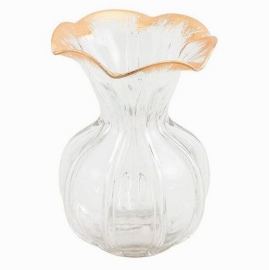 Large Gold Edge Ruffled Vase