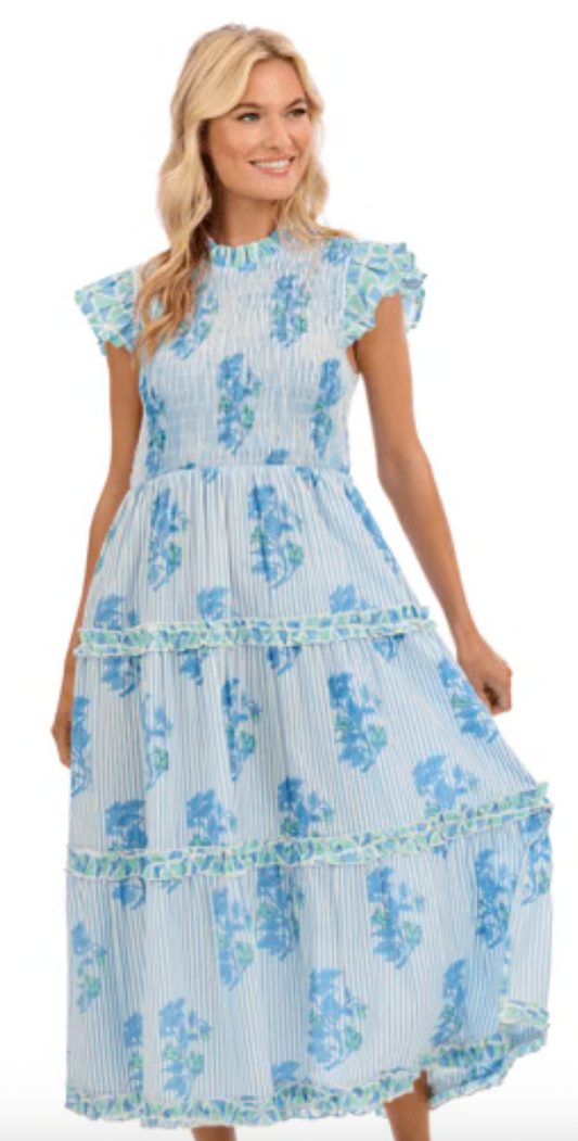 Dress smocked Blue floral