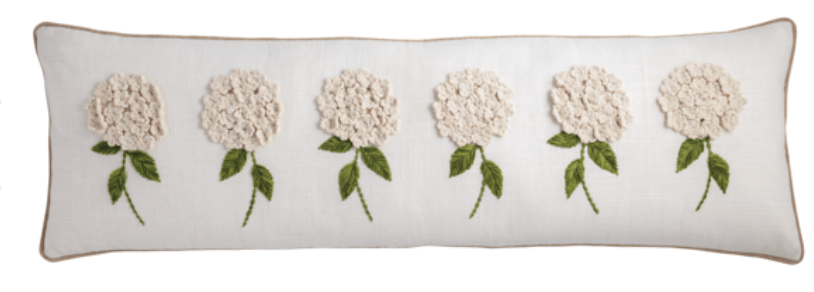 Hydrangea Embroidered Pillow