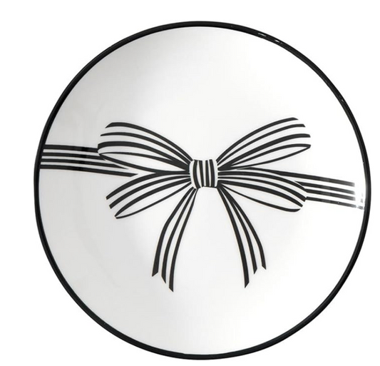 Black bow Set/4 Appetizer plates