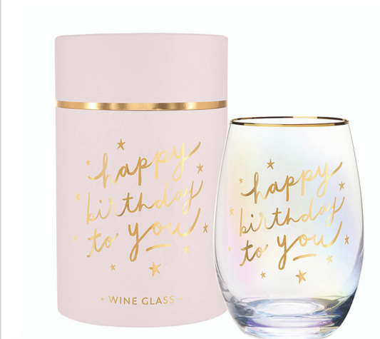 Wine glass Happy Birthday with gift box