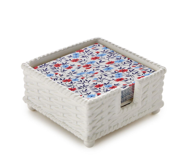Basketweave Cocktail Napkin Holder - Ceramic
