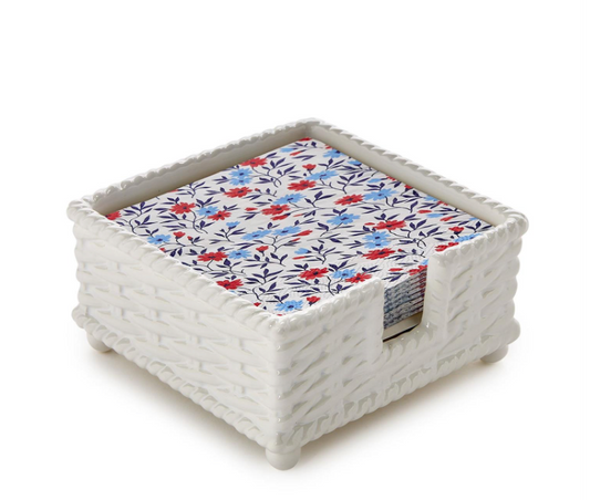 Basketweave Cocktail Napkin Holder - Ceramic