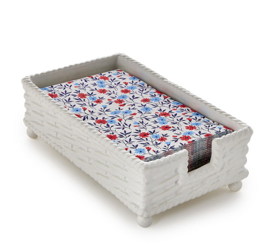 Basketweave Guest Napkin Holder - Ceramic