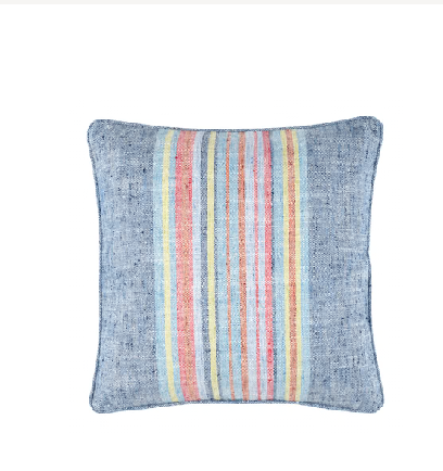 Outdoor Blue Striped Pillow 21x21