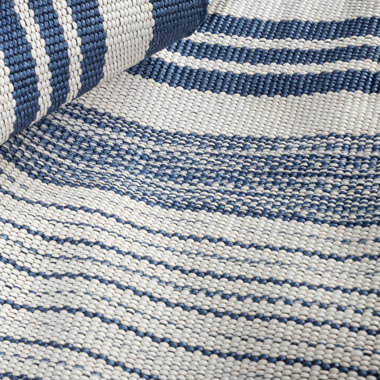 Stripe Handwoven Indoor/Outdoor Rug - Denim