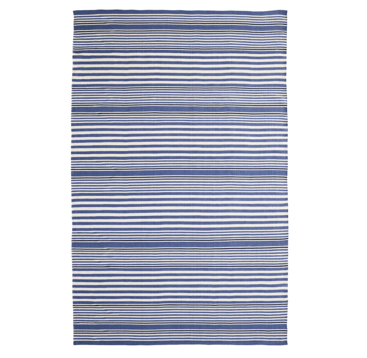 Stripe Handwoven Indoor/Outdoor Rug- Denim