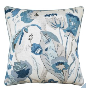 Floral linen denim pillow22x22 down