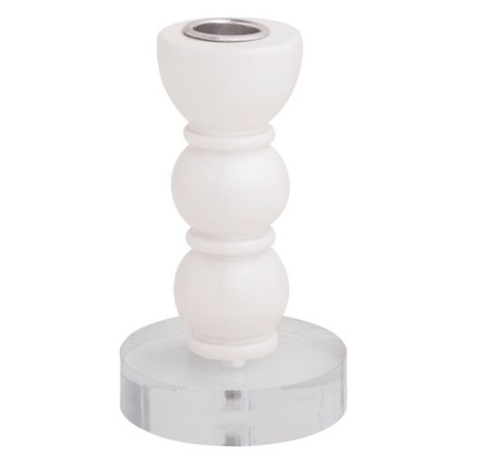 SMALL WHITE RESIN TAPER HOLDER