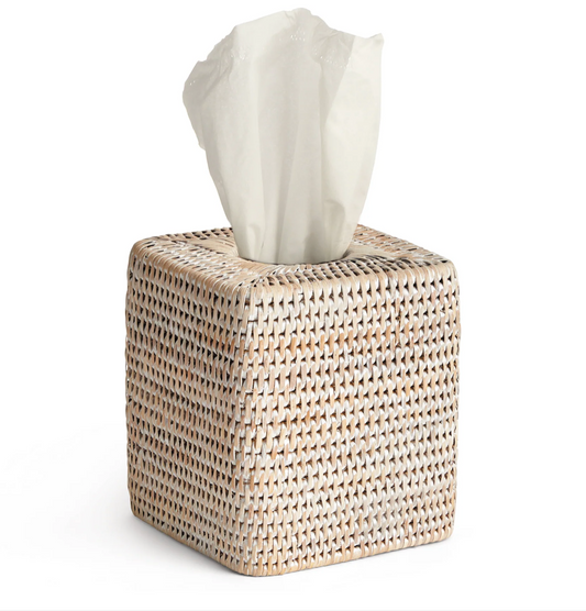 Rattan Tissue Cover - Whitewash
