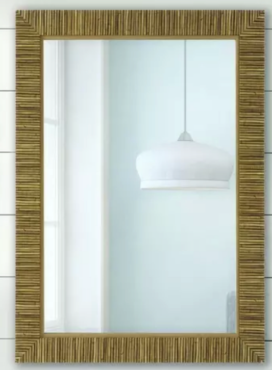 Mirror Rattan inspired W-25. H-35 1" bevel mirror