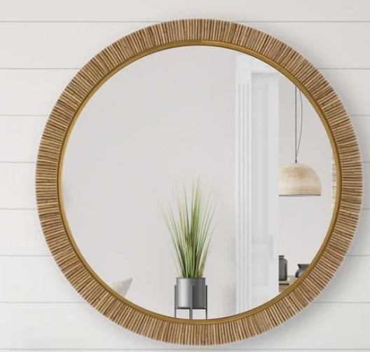 Mirror 30" round rattan inspired